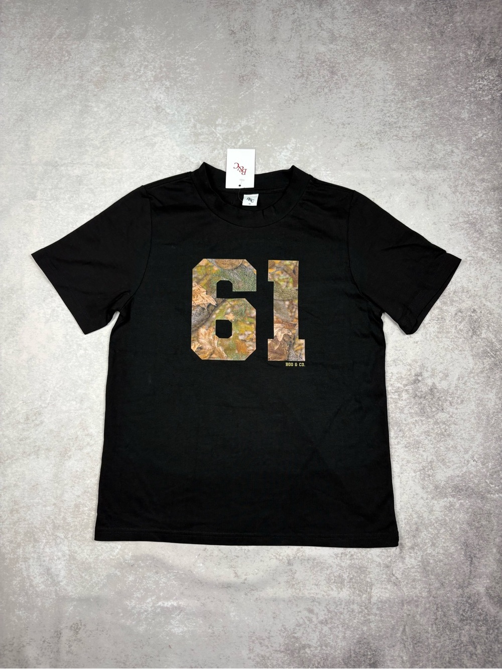 NWT Boo & Co Black Camo Varsity 61 Graphic Baggy Tee XS Streetwear
